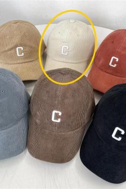 Baby Sauce Letter C 3D Embroidery Corduroy Duckbill Baseball Cap - Korean Style Autumn/Winter Edition