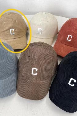 Baby Sauce Letter C 3D Embroidery Corduroy Duckbill Baseball Cap - Korean Style Autumn/Winter Edition