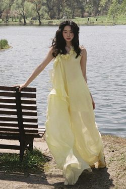 Backless Yellow Halter Neck Dress for Women - Irregular Mid-Length Summer Style for Beach Vacation, Trendy Fashion