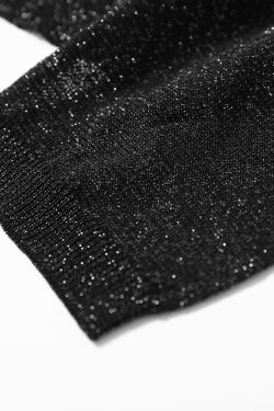 Beaded Neck Strap V-Neck Long Sleeve Shiny Thread Knitted Cardigan for Women - Trendy European Style Outerwear for Spring & Autumn