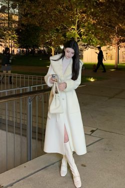Beige Double-Faced Woolen Coat for Women, Mid-Length Winter Outerwear, High-End Quality, Stylish and Warm