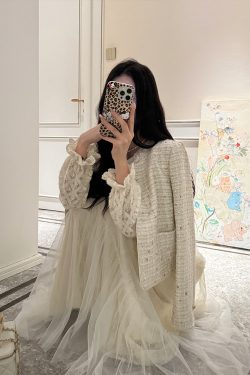 Beige Long Sleeve Jacket for Women, Chanel-style, High-End Quality, Versatile Spring Fashion, Elegant Layering Piece