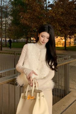 Beige Sequined Patchwork Vest - Women's Chinese Style Sleeveless Top - Floral Spring Fashion