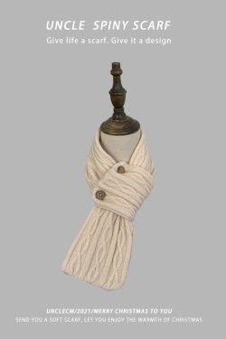 Black and White Checkered Knitted Scarf for Women - 2024 Winter Korean Style Versatile Shawl Neck Warmer
