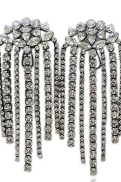 Black Gemstone Chain Tassel Earrings - Luxury Zircon Drop Earrings - Trendy Dominant Ear Accessories for Elegant Style