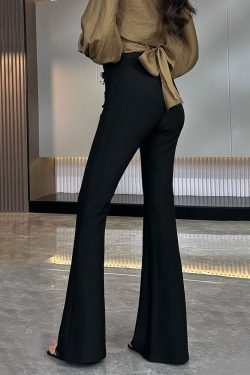 Black High-Waisted Slimming Straight-Leg Pants for Women - 2025 Summer Trend, Versatile Casual Wide-Leg Trousers