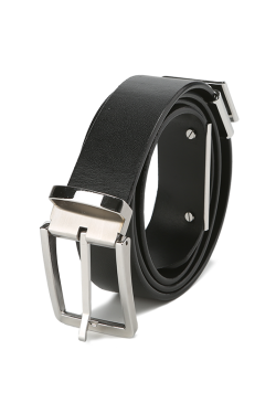 Black Logo Leather Belt with Roaring Beast Design - Trendy Fashion Accessory for Stylish Outfits