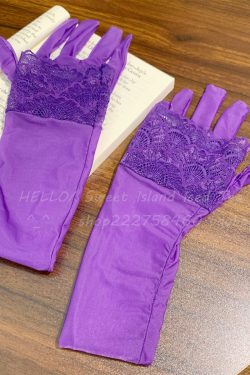 Black Silk Gloves and Lace Finger-Segmented Stockings Set, Ultra-Thin Long Arm Sleeves for Brides, Sensual Shiny Elegance