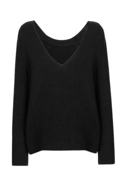 Black V-Neck Knitted Cardigan for Women - Relaxed Fit, Versatile Spring/Summer Layering Essential, Effortless Style