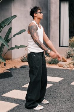 Black Wide-Leg Vintage Straight-Leg Pants with Curved Blade Design - Trendy Night Mist Style for Effortless Fashion