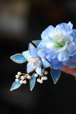 Blue Ancient Style Hairpin Headdress Clip - Fairy Tang Style Hair Accessory for Han Women's Qipao and Traditional Costumes
