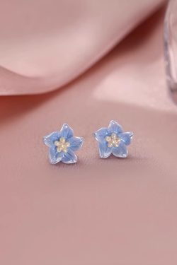Blue Camellia Flower Stud Earrings for Women - Trendy 2024 High-End Floral Jewelry with Unique Style