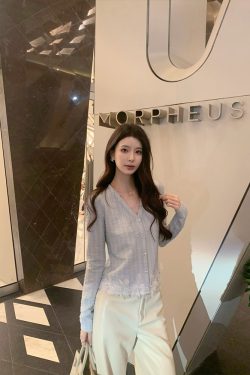 Blue Knitted Cardigan Top for Women - Sea Salt Special Blend, Elegant Heavy Craft Design, New Style Fashion Statement