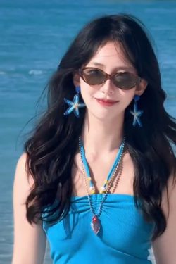 Blue Starfish Drop Earrings for Women, Unique Exaggerated Woven Design, Beach Vacation Style, Trendy Statement Jewelry