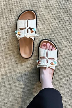 Bohemian Style Thick-Soled Slippers for Women - Versatile Summer Beach Sandals 2025 Fashion Trend