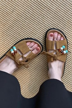 Bohemian Style Thick-Soled Slippers for Women - Versatile Summer Beach Sandals 2025 Fashion Trend