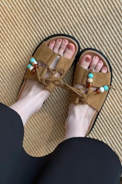 Bohemian Style Thick-Soled Slippers for Women - Versatile Summer Beach Sandals 2025 Fashion Trend