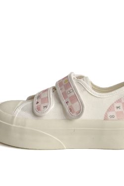 Breathable Canvas Sneakers for Women - Thick-Soled White Velcro Shoes for Summer 2025, Versatile Student Footwear
