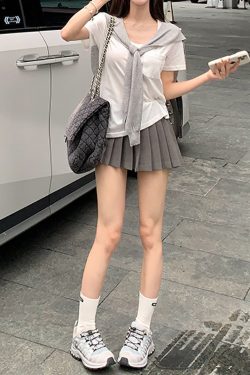 Breathable Sun-Protective Short Sleeve T-Shirt and Shawl Two-Piece Set with A-Line Skirt - Women's Summer Versatile Solid Color Outfit