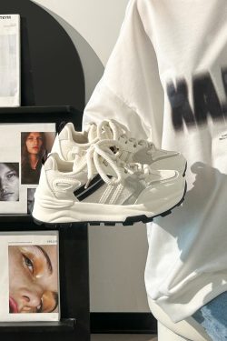Breathable Unisex Dad Shoes - Soft-Soled Little White Sneakers, Trendy Hong Kong Style Sports Casual Footwear