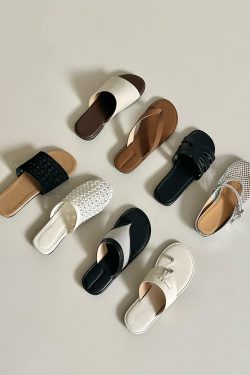 Breathable Woven Sheepskin Sandals for Summer Vacation, Beach Style, Niche Fashion Footwear