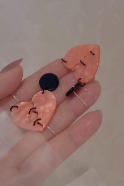 Broken Heart Earrings for Women - Exaggerated Dark Sweet Style, Contrasting Colors, Fun Ear Clips, Unique Fashion Accessories