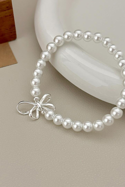 Butterfly Knot Imitation Pearl Bracelet for Girls - 2024 Light Luxury Exquisite Wristband, Trendy Best Friend Accessory