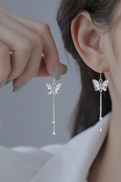 Butterfly Tassel Earrings for Women - Niche Design, High-End Style, Ear Hooks & Studs, Trendy 2024 Accessories