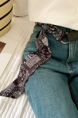 Cashew Silk Scarf Belt for Women - Niche Korean Style Accessory for Skirts and Jeans, Minimalist Casual Fashion Belt
