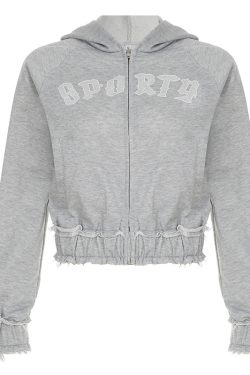 Casual American Style Letter Print Short Hoodie Jacket and High-Waisted Trendy Long Pants Set