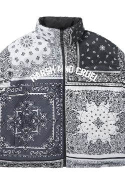 Casual Double-Sided Cotton Jacket with Stand-Up Collar and Cashew Flower Design – Trendy Warm and Cold-Resistant Outerwear