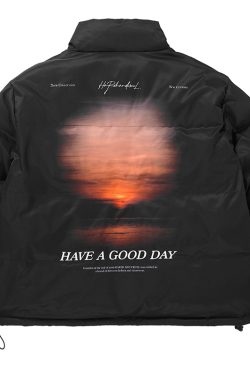 Casual Loose Cotton Jacket with Stand Collar in Sunset Cinematic Style - Street Photography Inspired Fashion