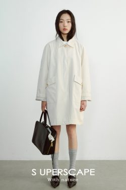 Casual Mid-Length Trench Coat with Color-Blocking Design for Early Spring Fashion