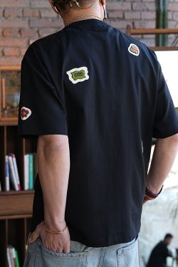 Casual Minimalist Patch Embroidery Short Sleeve T-Shirt for Men - Summer Trendy Round Neck Tee in Hong Kong Style