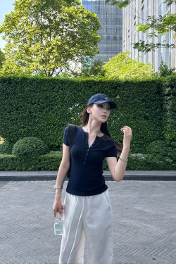 Casual Polo Top for Women - Short Sleeve Wool Blend in Athflow Style, Perfect for Everyday Wear