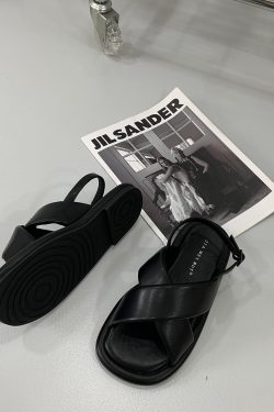 Casual Summer Flat Open-Toe Sandals for Women - Artistic Roman Design, Thick-Soled, Soft Sole, Perfect for Y2K and 90s Style