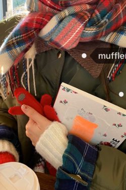 Casual Tie-Up Cute Winter Color Plaid Scarf - Korean Style Accessory for Cozy Fashion