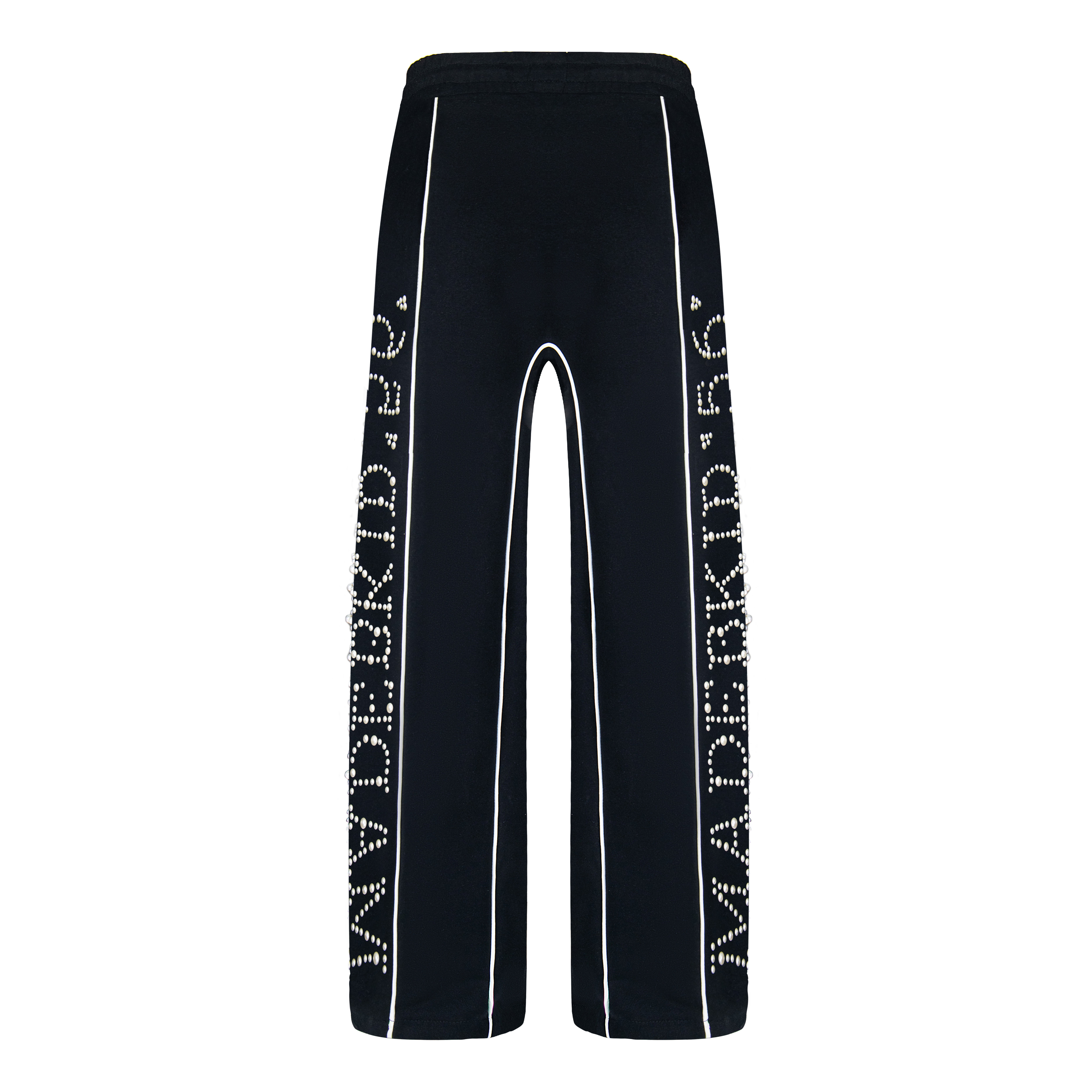 Casual Wide-Leg Straight Pants for Men and Women, Hip-Hop Trendy Design with Side Pearl Detail, Y2K Inspired Fashion.