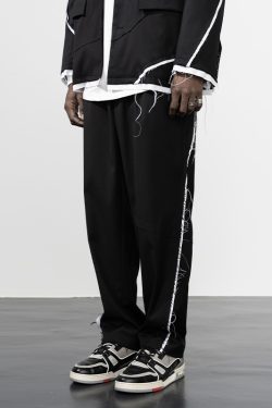 Casual Wide Loose Trousers with Raw Edge Design - Spring Straight Leg Pants for Effortless Style