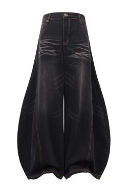 Cat Whisker Curved Blade Relaxed Denim Jeans | Scythe Banana Pants | American Style 90s Fashion
