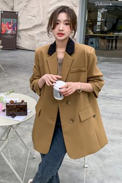 Chic Dark Coffee Small Suit Jacket for Women - High-End Casual Blazer for Petite Sizes, Perfect for Spring and Autumn