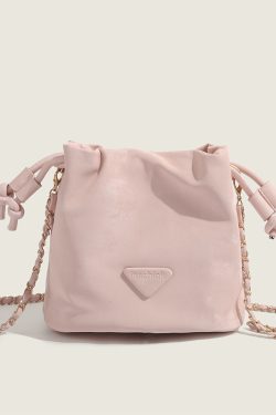 Chic Drawstring Chain Bucket Bag - Versatile Casual Crossbody - 2025 Trendy Small Bag for Everyday Fashion