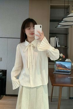 Chic French Princess Style Shirt with Bow Design - Japanese Sweet White Top for Women, Perfect for Early Spring Fashion