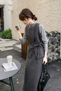 Chic Gray Woolen Vest and Skirt Set for Women - Korean Style, Elegant Three-Piece Outfit for Fall and Winter Fashion