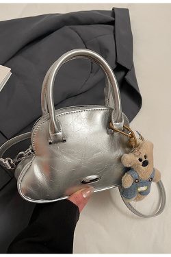 Chic Korean-Style Silver Shell Handbag for Women, 2025 Trendy Crossbody Shoulder Bag, Niche Fashion Accessory.
