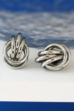 Chic Metal Round Interwoven Earrings - Versatile Fashion Jewelry for Dating, Runway Shows, and Special Occasions