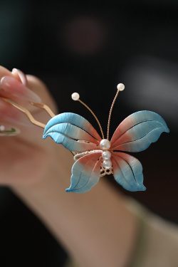 Chinese-Style Butterfly Flower Hairpin for Cheongsam, Super Fairy Side Bun Clip, Ancient National Wind Accessory for Girls