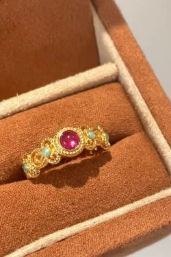 Chinese-Style Cloisonné Enamel Ring for Women, Colorful Window Flower Design, National Palace Museum Inspired, Versatile 2025 Jewelry