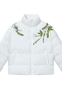 Chinese Style Floral Embroidered Collar Cotton T-shirt with Graphene | Harsh and Cruel Aesthetic