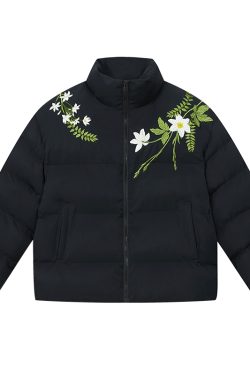 Chinese Style Floral Embroidered Collar Cotton T-shirt with Graphene | Harsh and Cruel Aesthetic